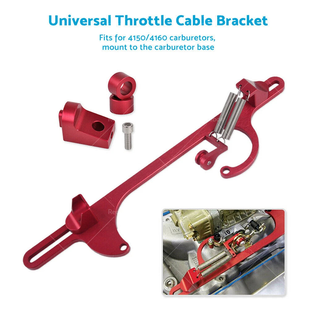 Throttle Cable Carb Bracket for Holley 4150 4160 (Billet Aluminum Red)