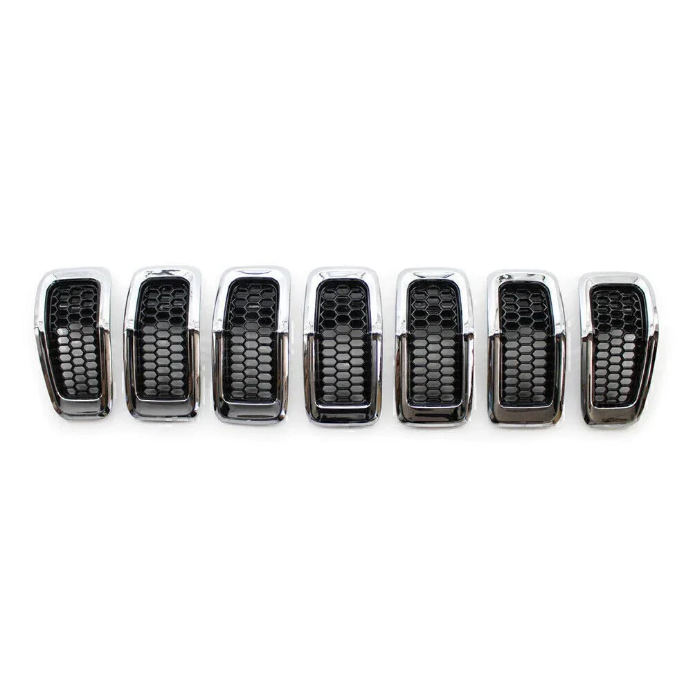 Chrome Honeycomb Grille Inserts Cover Trim for Jeep Cherokee (2014-2018)