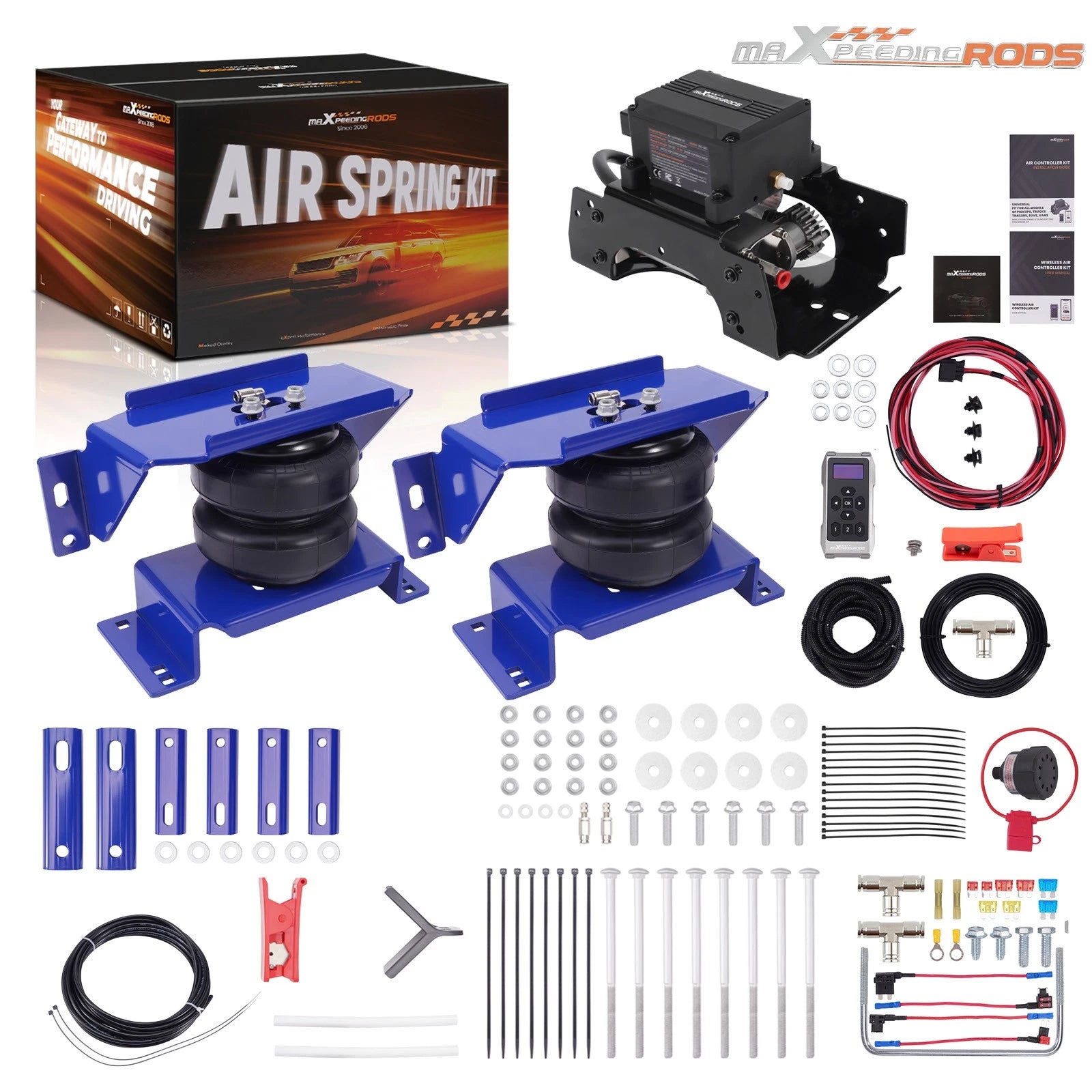 Wireless Compressor Kit + Air Suspension Bags for Dodge Ram 3500HD (2007–2009)