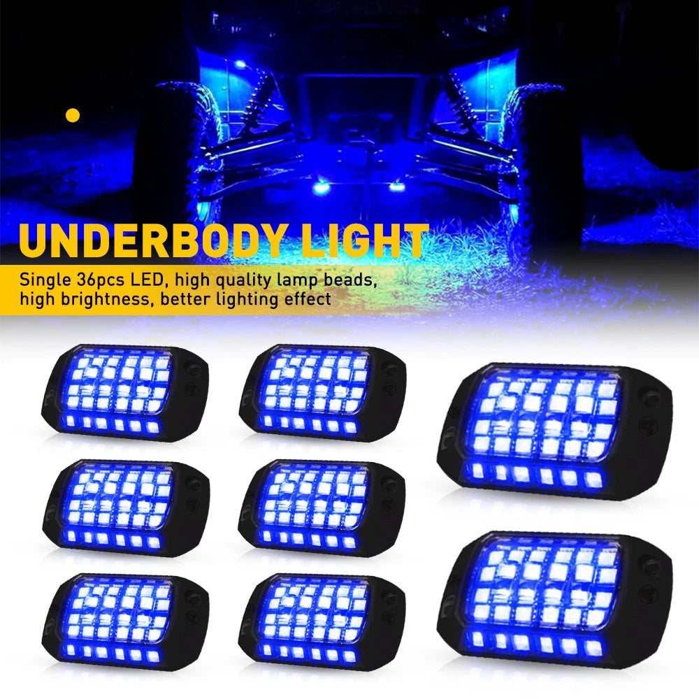 8PCS 36-LED Blue Underbody Light Kit for Universal Vehicles (EXV)