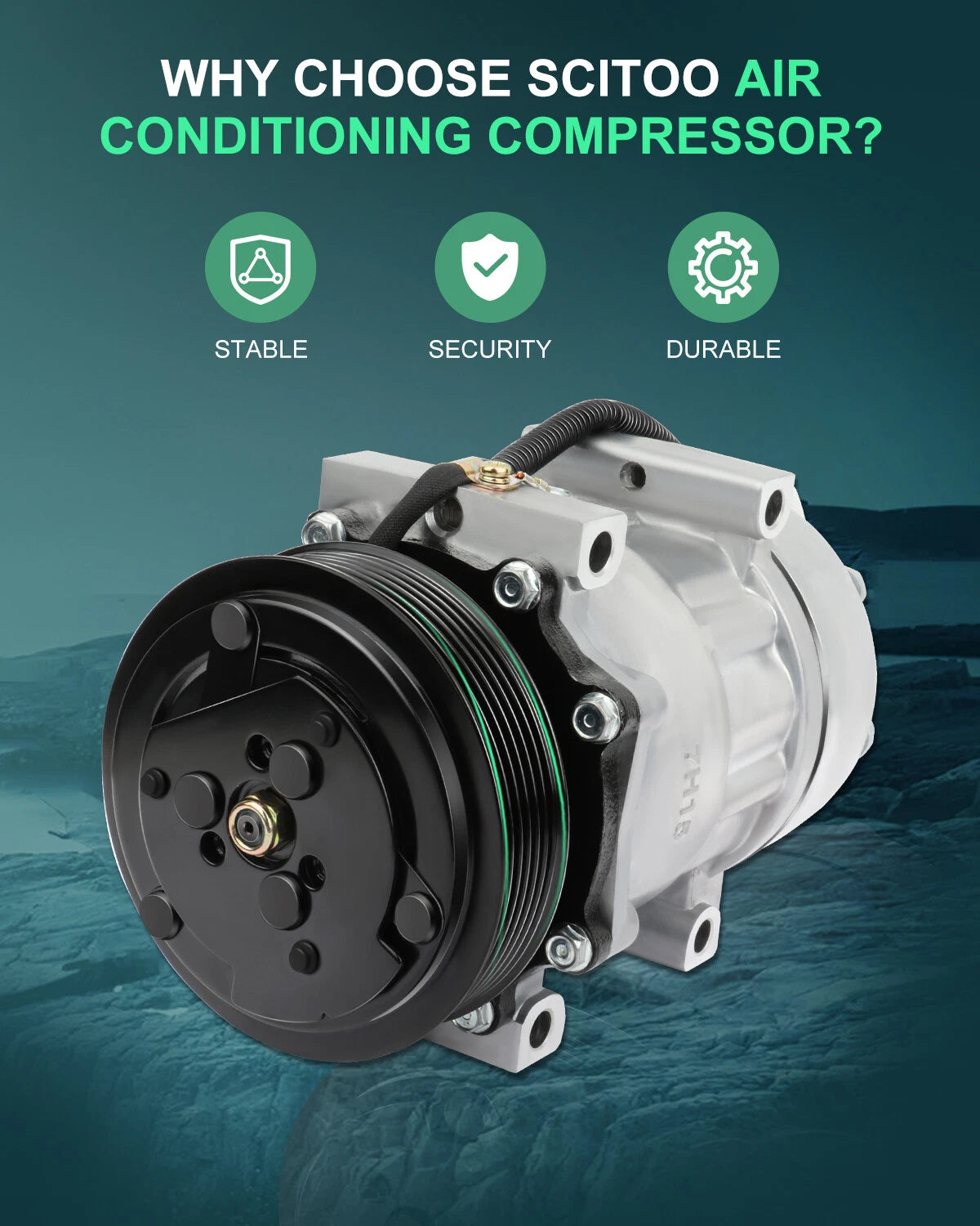 A/C Compressor and Clutch for Jeep Cherokee/Wagoneer/Wrangler (1984–1997)