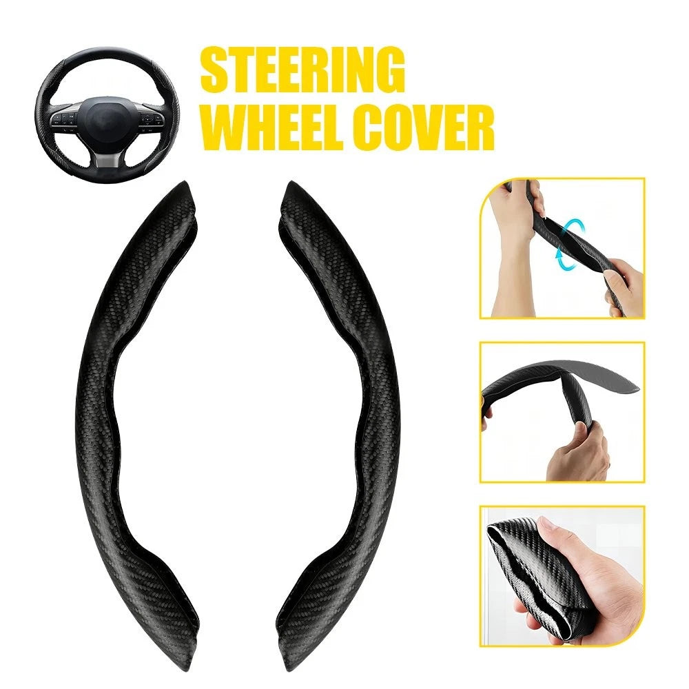 2X Carbon Fiber Steering Wheel Cover for Mercedes-Benz