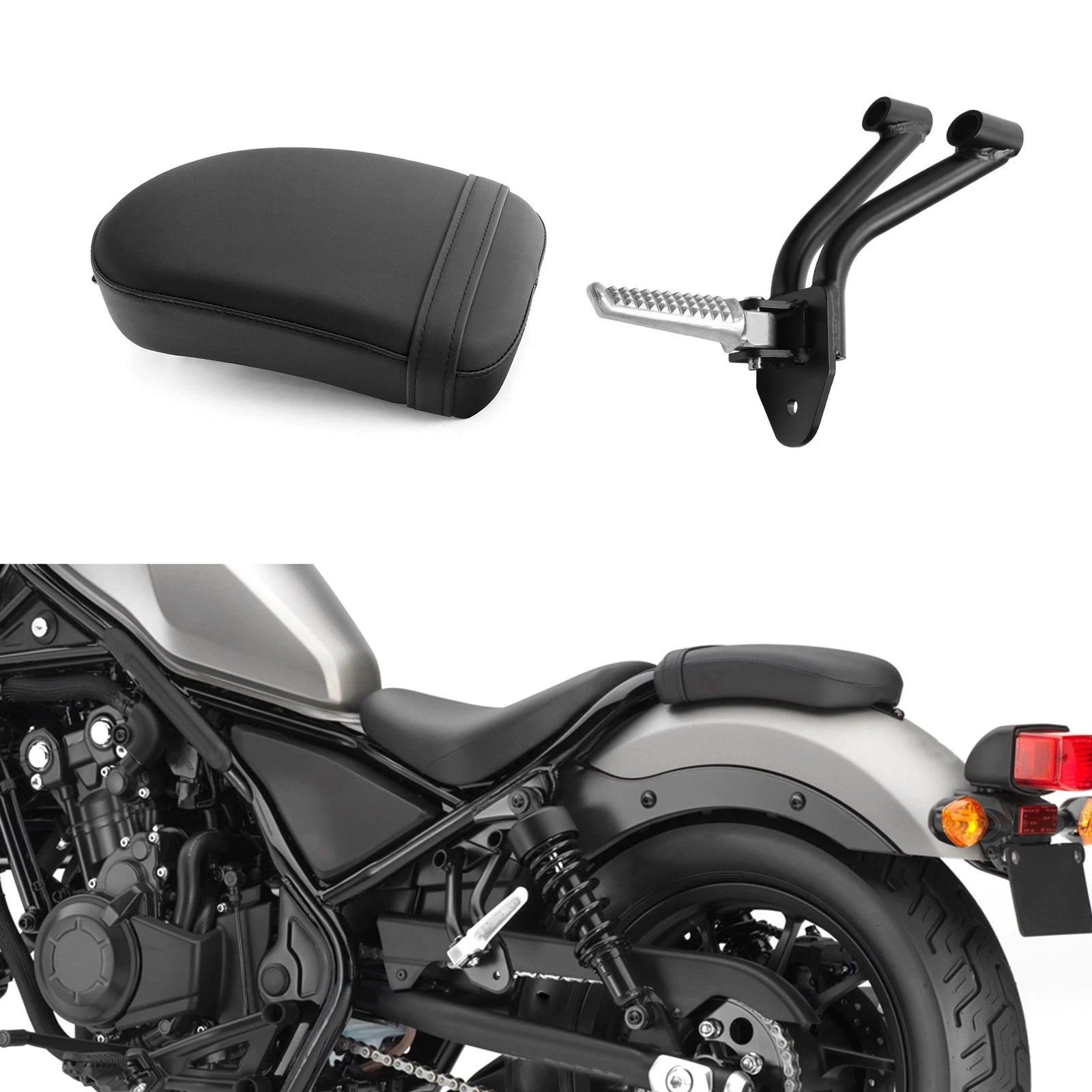Rear Passenger Pillion Seat & Footpegs for Honda Rebel CMX300 CMX500 (2017–2025)
