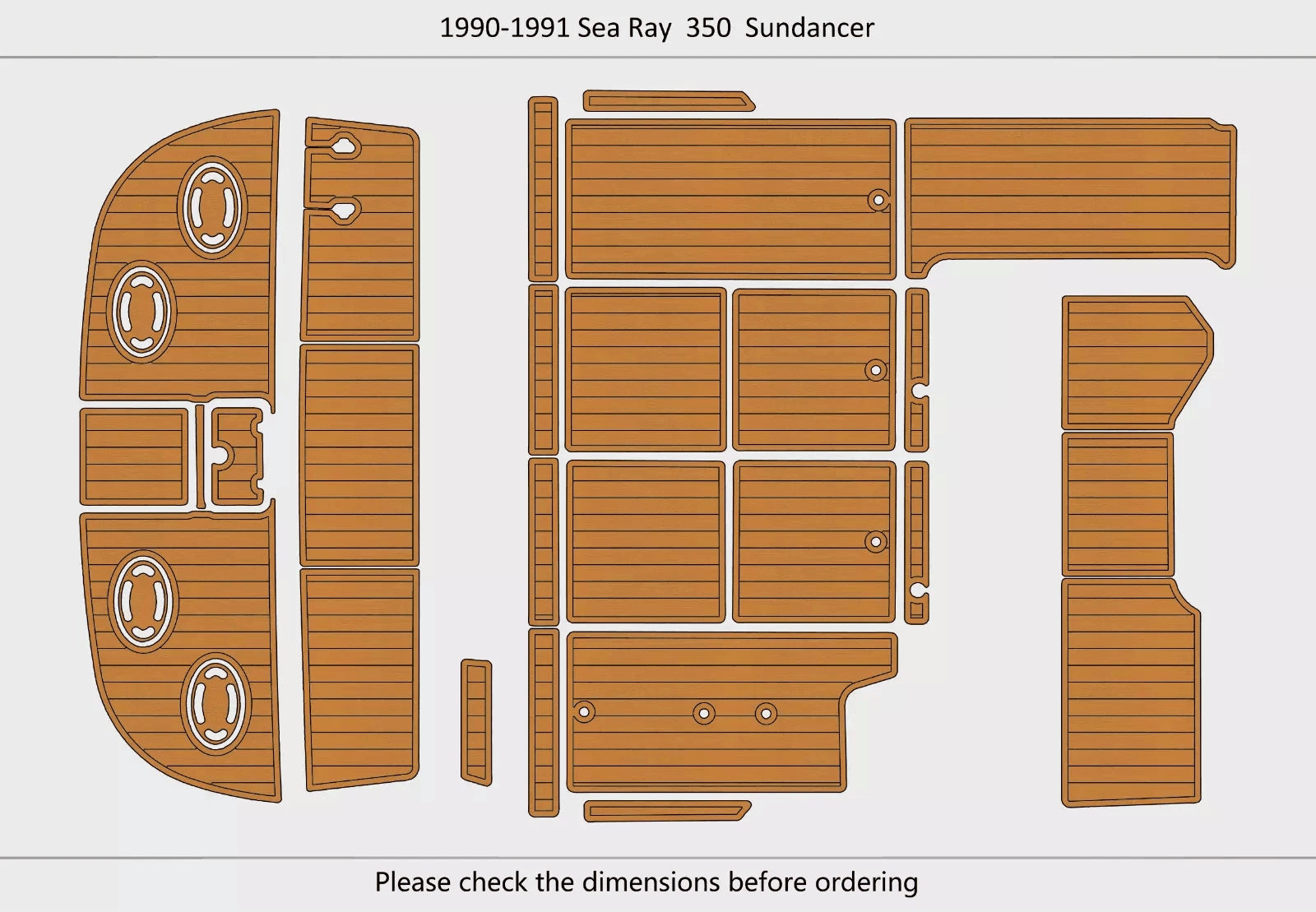 EVA Foam Teak Deck Floor Pads for Sea Ray Sundancer 350 (1990)