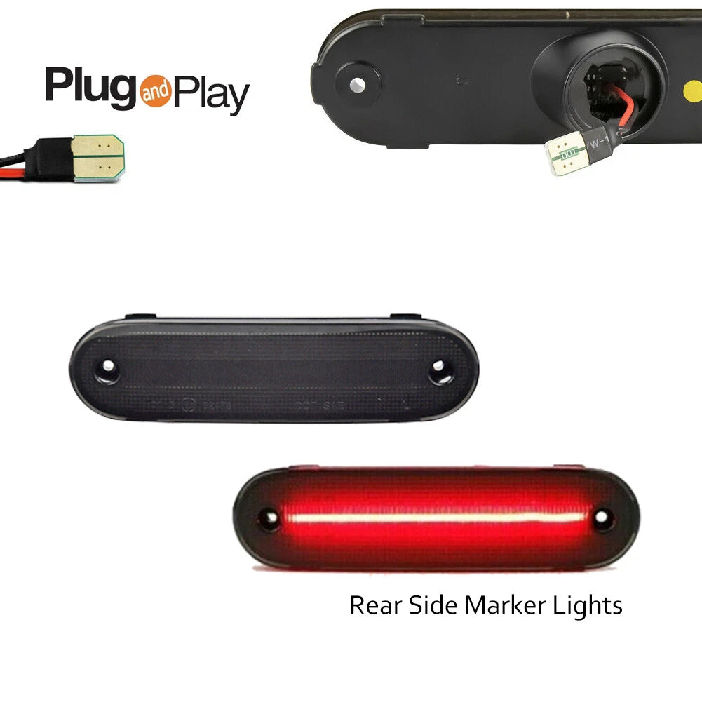 2X Smoked Lens Red LED Rear Side Marker Lights for Mazda MX-5 Miata (1990–2005)