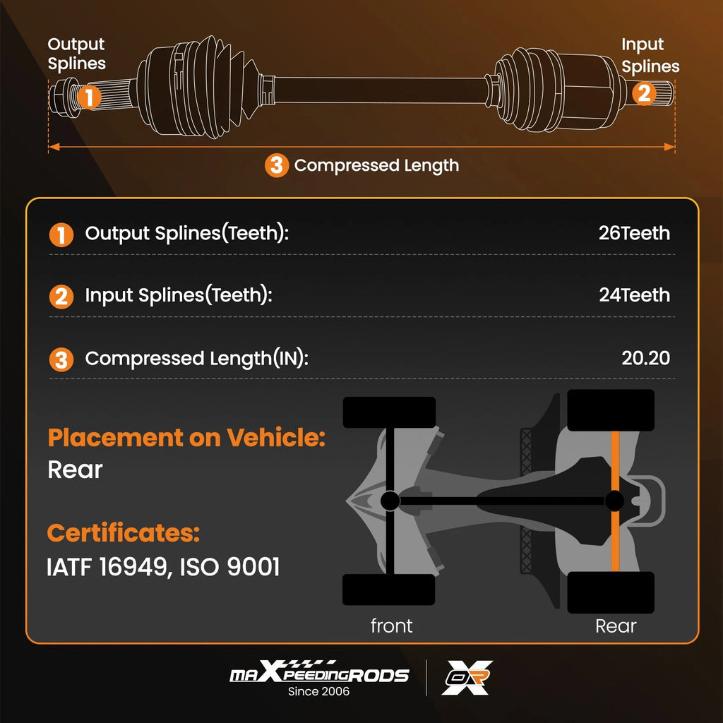 Rear Right CV Axle for Can-Am Outlander 1000 500 570 Max 800R (2008–2012)