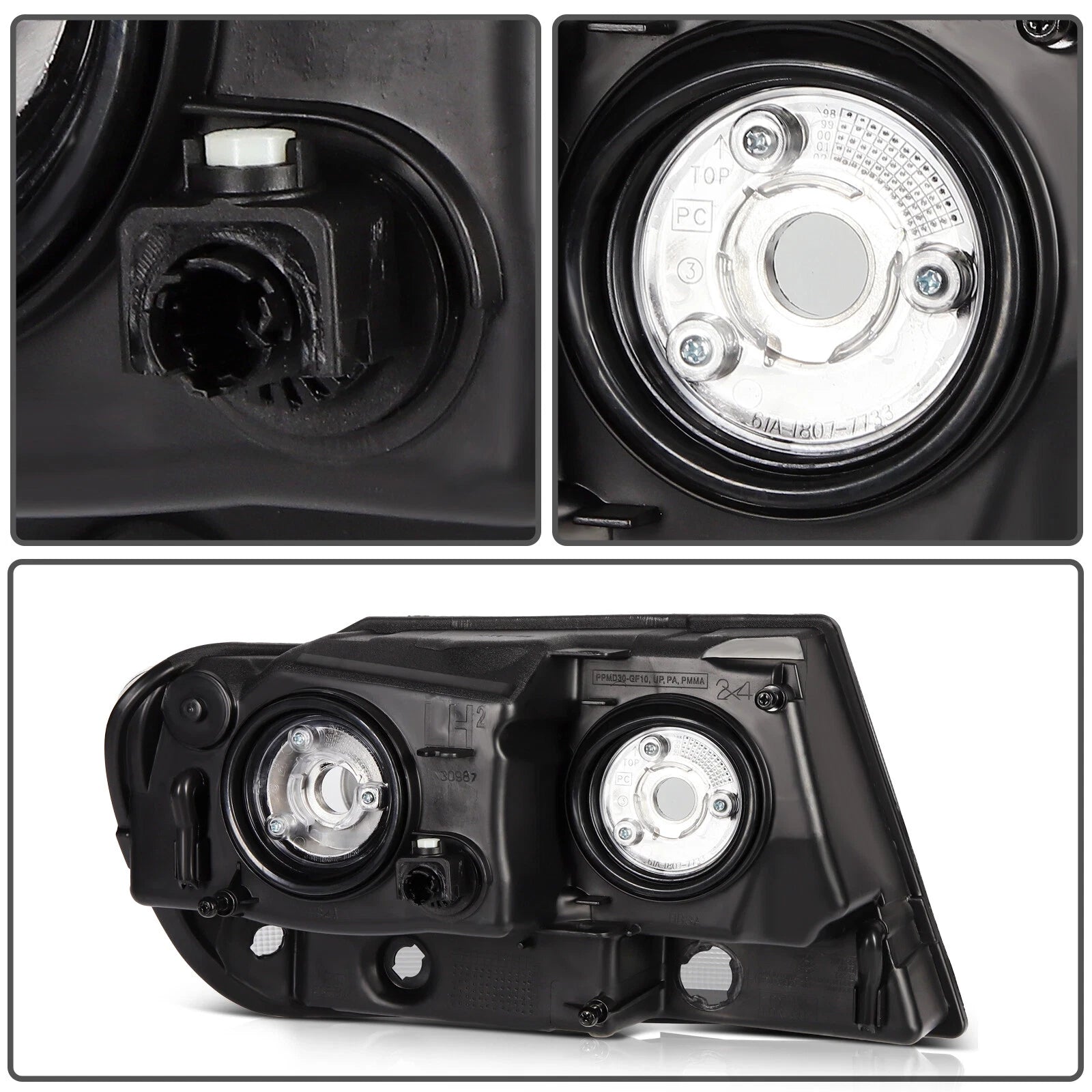 Headlight Assembly Set of 2 for Jeep Grand Cherokee (1999–2004) Black Housing