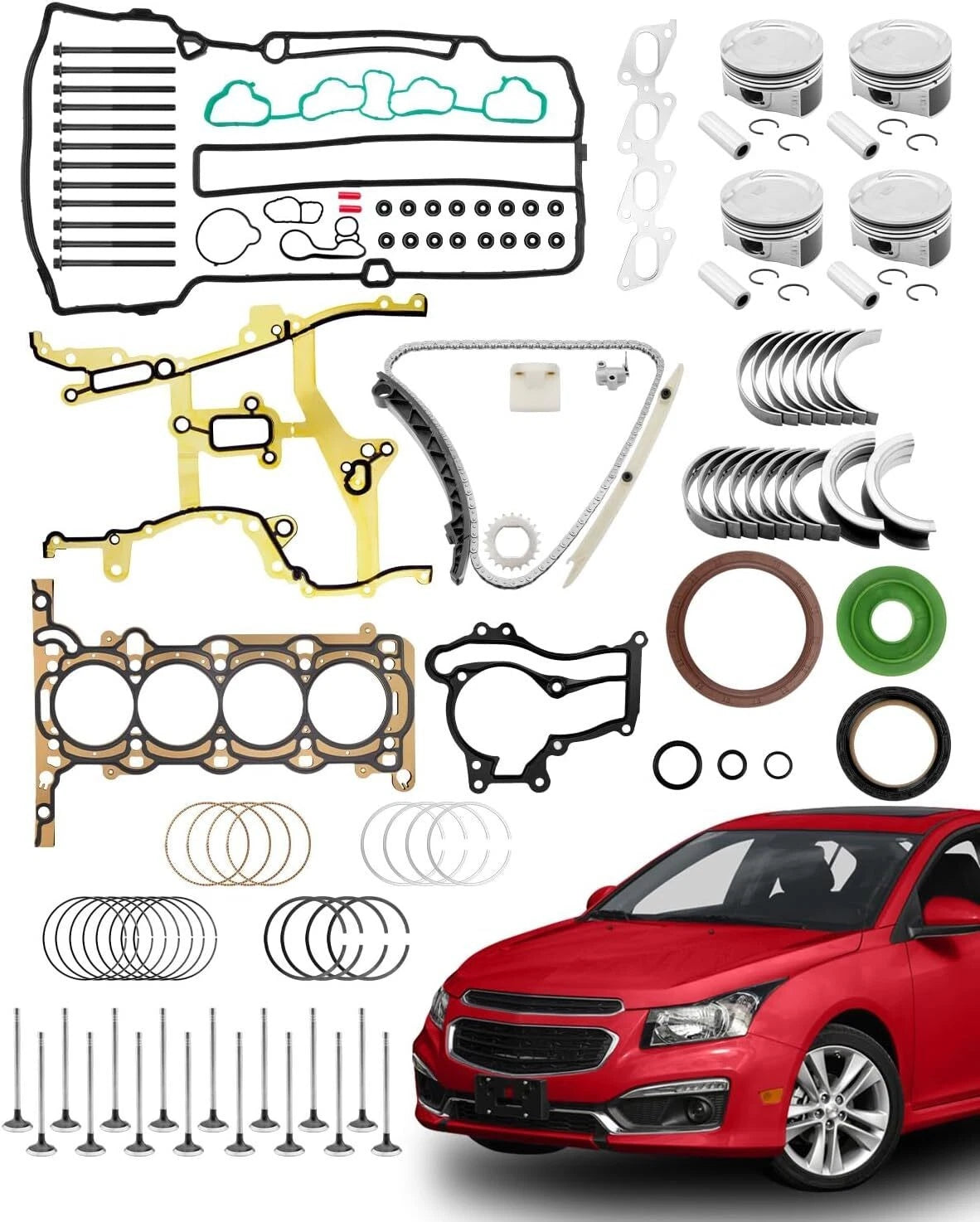 Timing Chain Kit with Head Gasket & Piston Rings for Chevy Sonic Cruze (2011–2016)