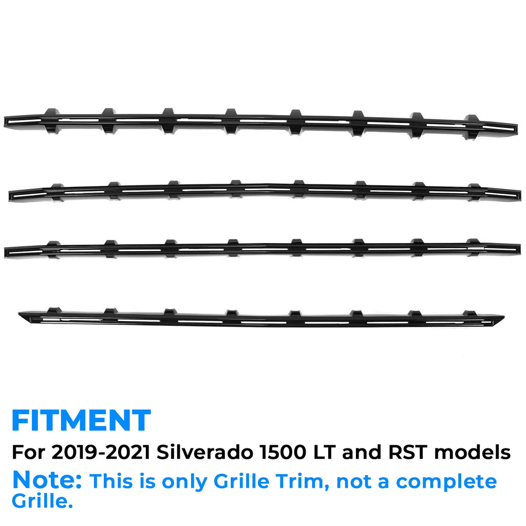 Black Grille Insert Trim Overlay for Chevy Silverado 1500 (2019–2021)