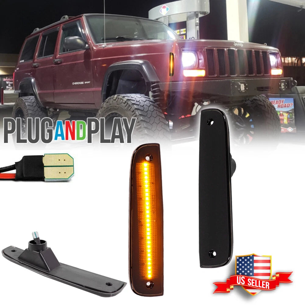 Smoked Amber LED Front Side Marker Lights for Jeep Cherokee (1997–2001)