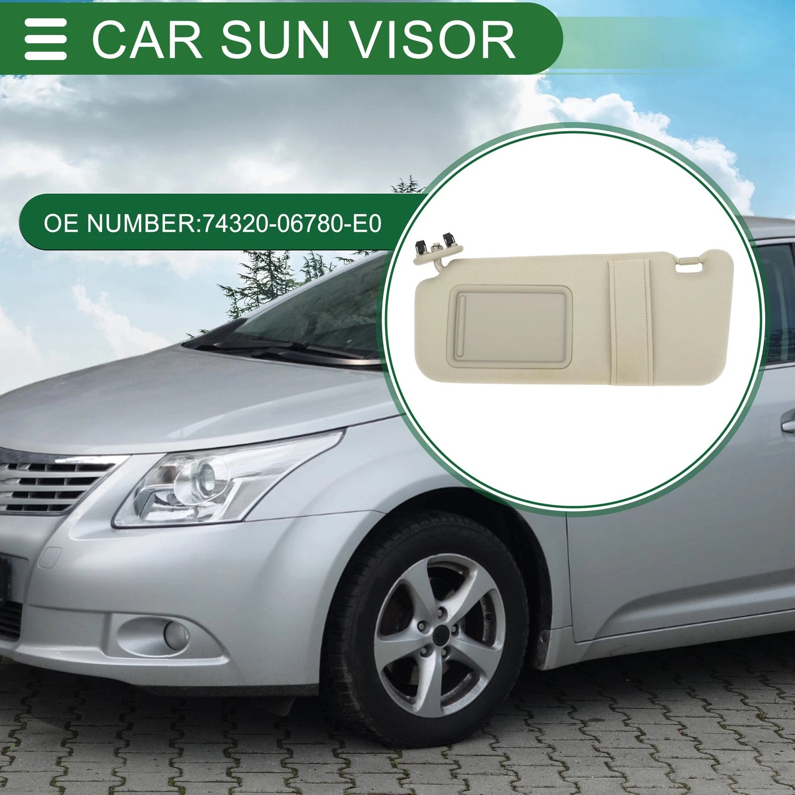 Left Driver Side Sun Visor No. 74320-06780-E0 for Toyota Camry (2007–2011)