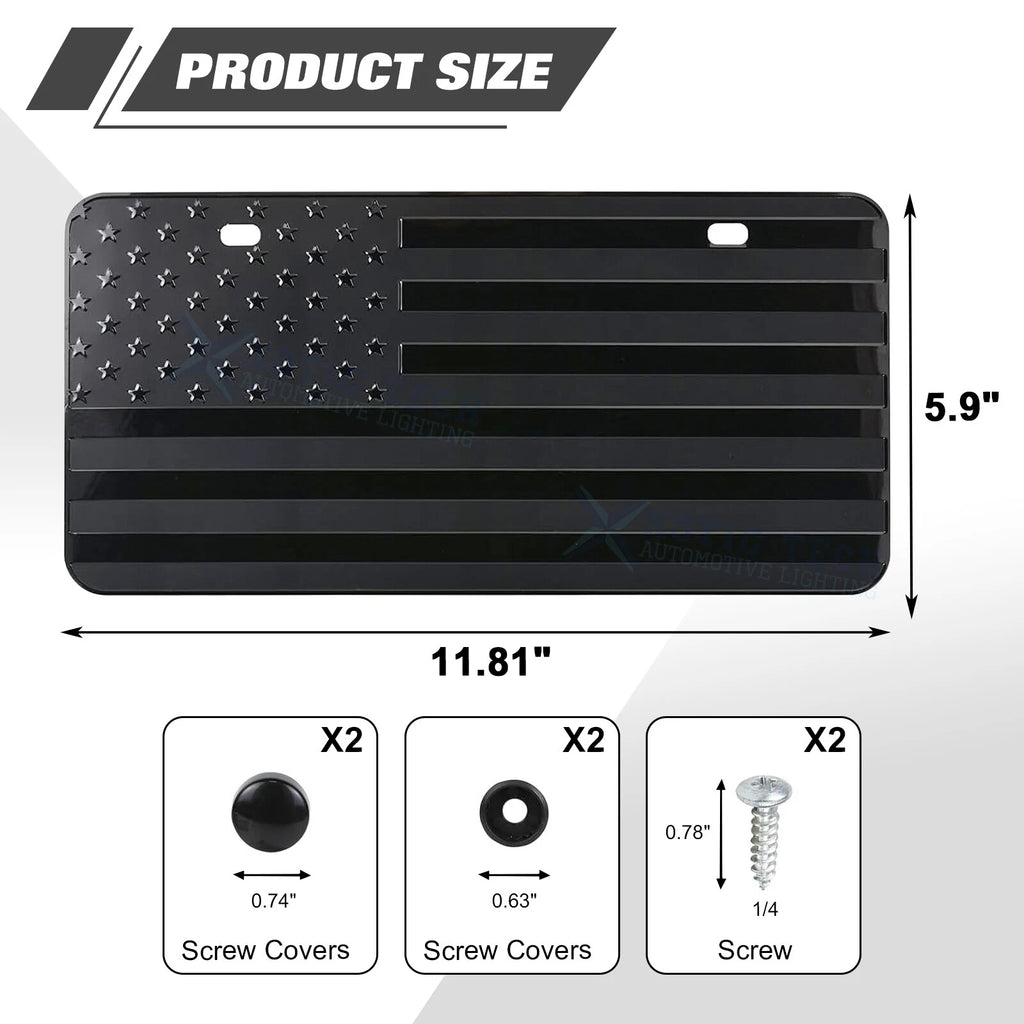 American Flag Embossed License Plate Vanity Gift for Universal Fit (One Size)