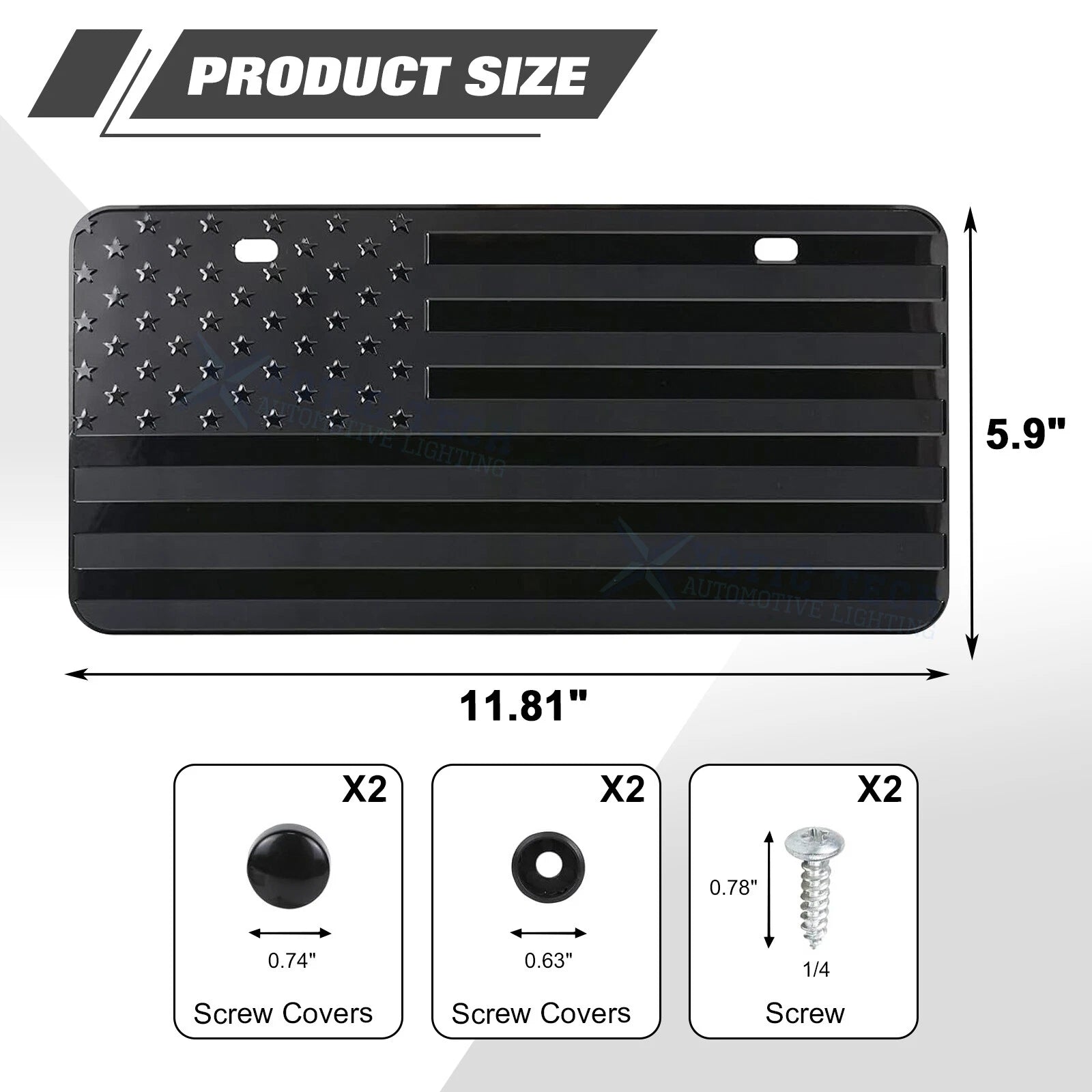 American Flag Embossed License Plate Vanity Gift for Universal Fit (One Size)
