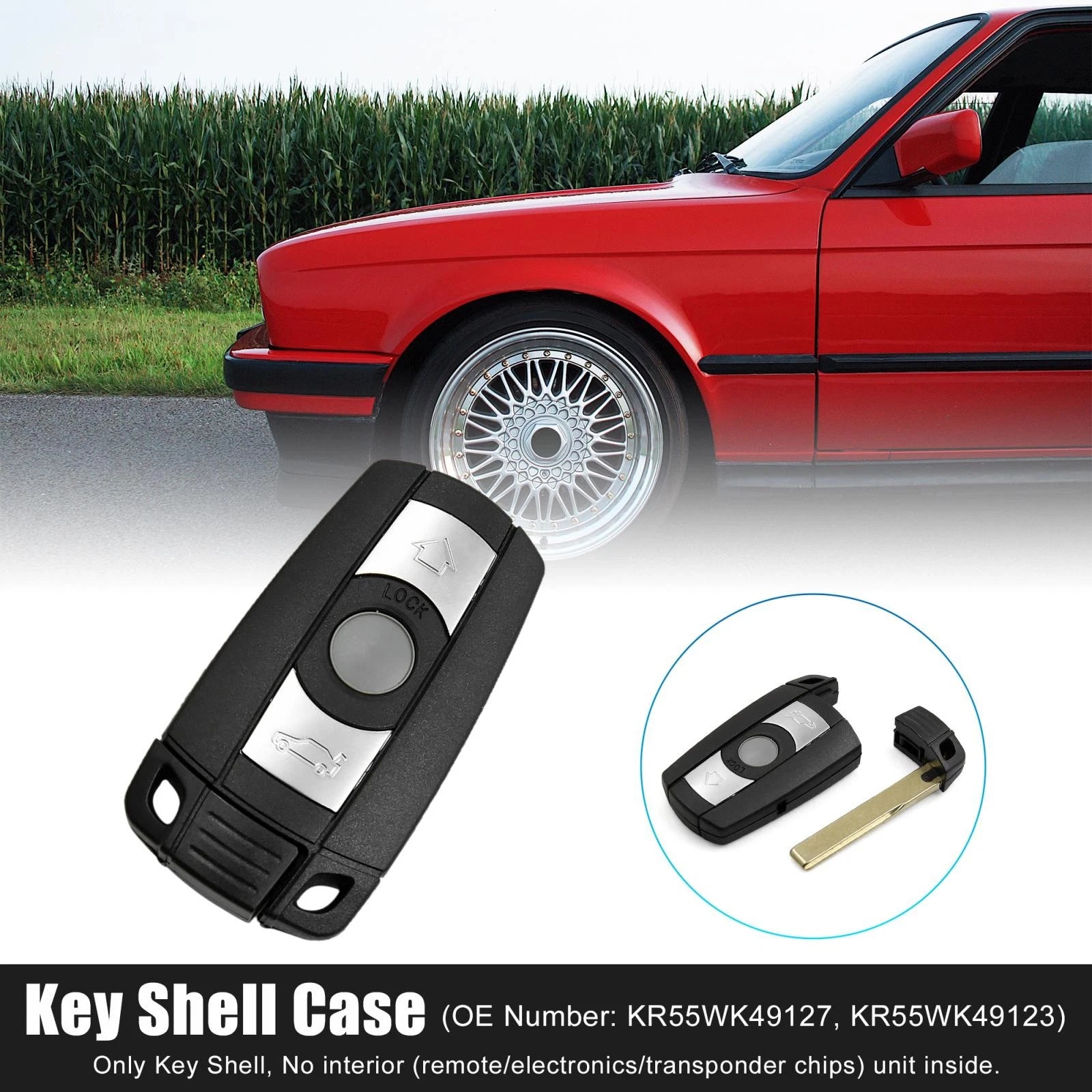 Car Key Fob Shell Case KR55WK49127 for BMW 1 3 5 6 7 Series (E90 E91)
