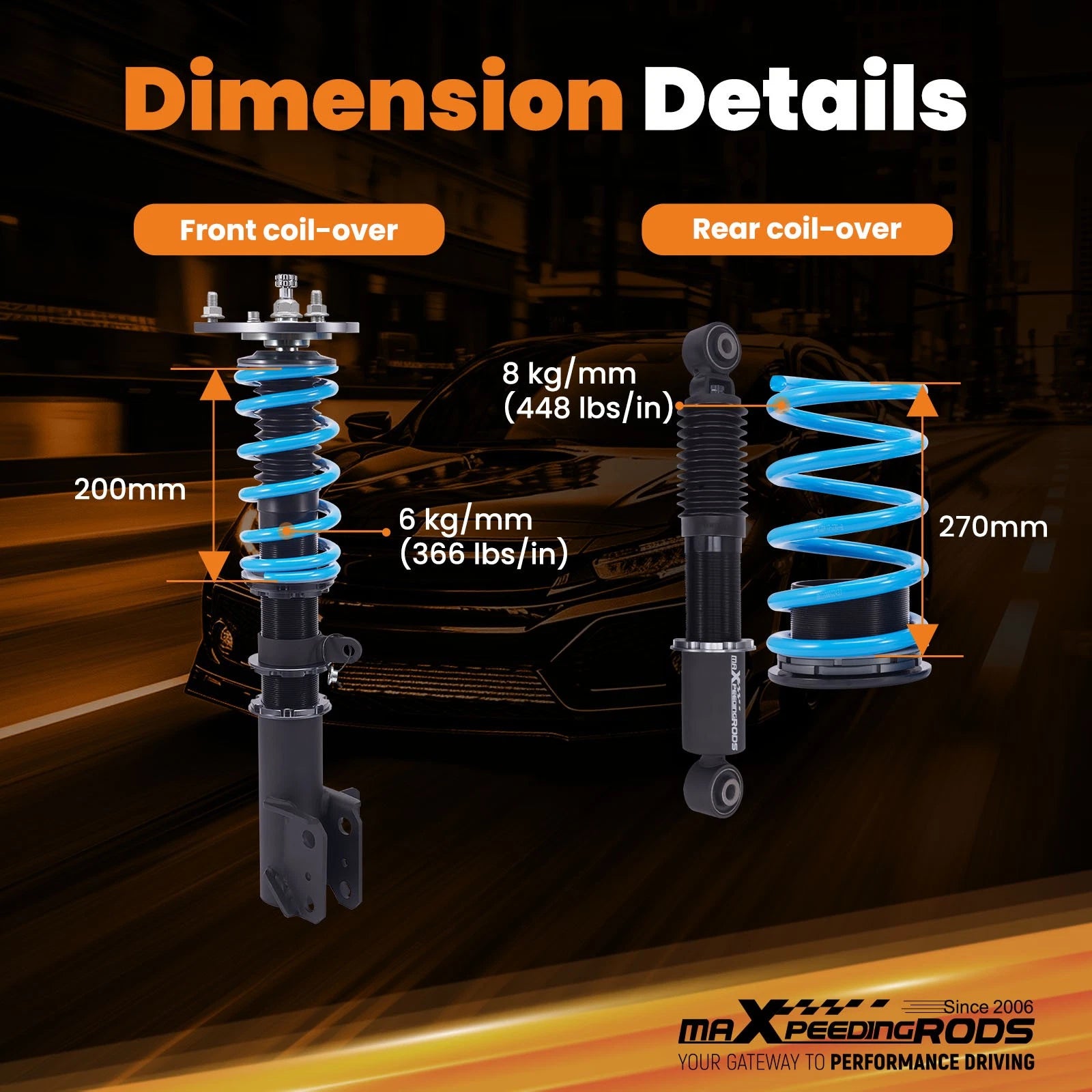 Adjustable Coilovers Suspension Kit for Honda Pilot (2003-2008)