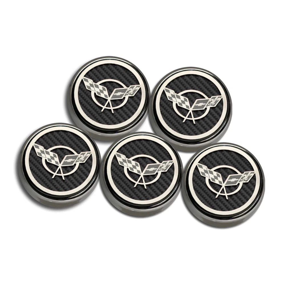 Chrome Cap Covers w/White Carbon Fiber Inlay for 97-04 Chevy Corvette Automatic