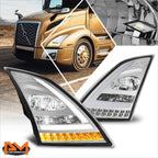 3D LED Bar Sequential Signal Headlights for Volvo VN VNL 300-860 (2018–2024)