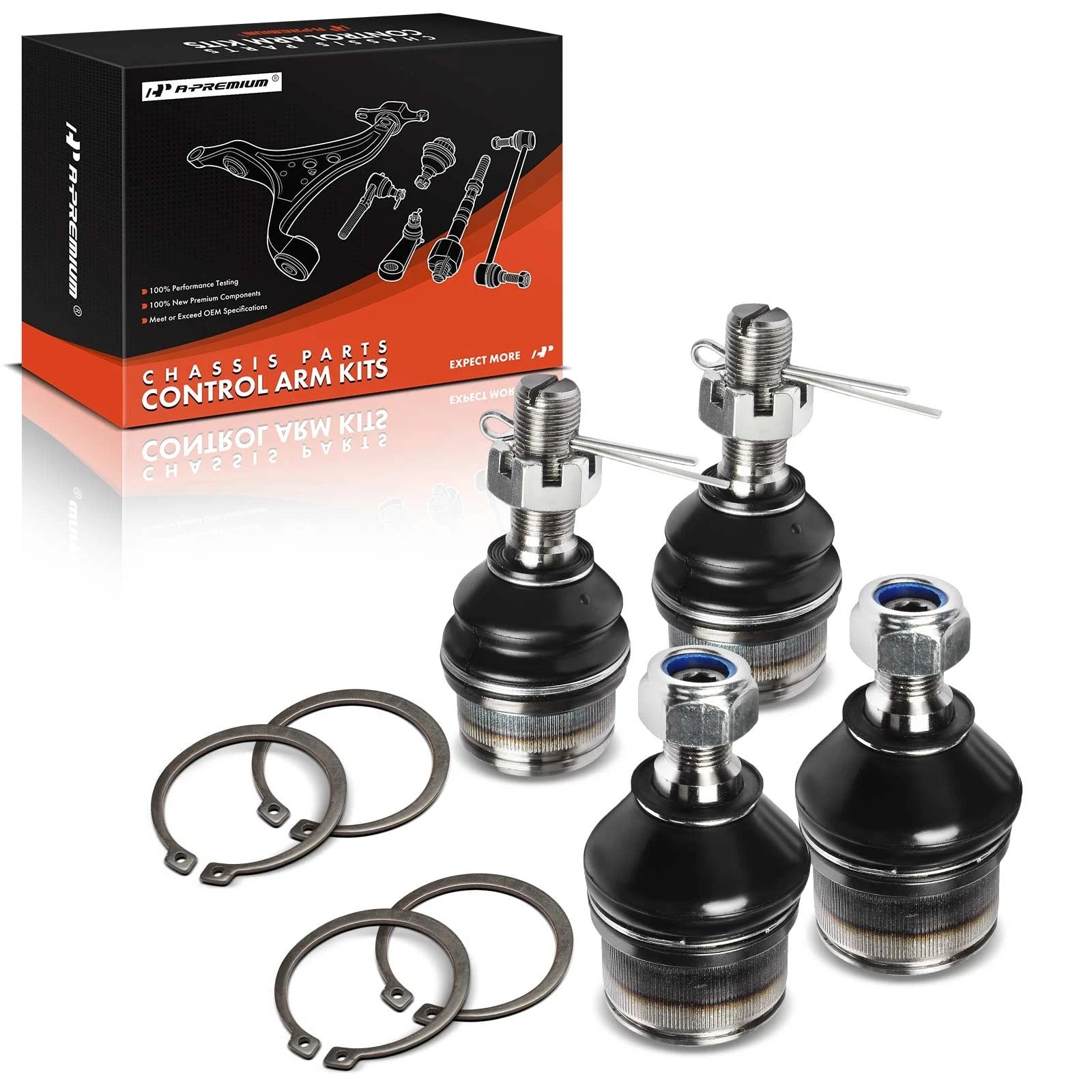 Set of 4 Front Upper & Lower Suspension Ball Joints for Ford F-250 F-350