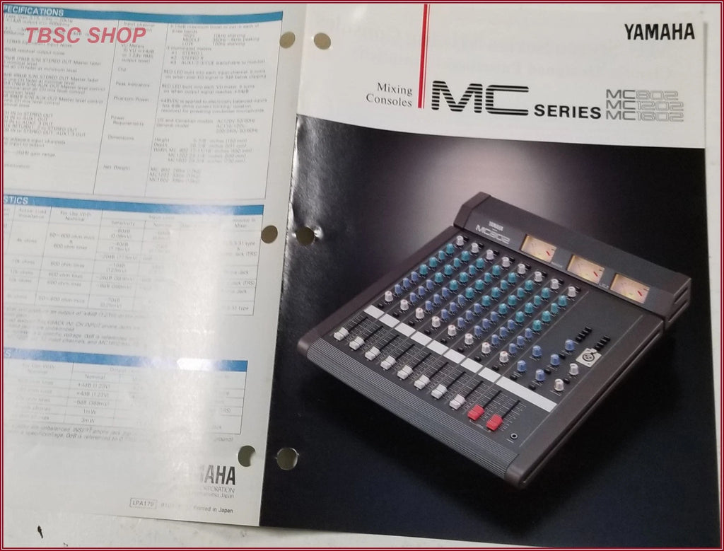Yamaha MC802 MC1202 MC1602 Mixing Consoles Sales Brochure