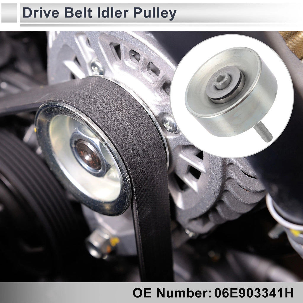 Drive Belt Idler Pulley for Audi Q7 (2011–2019) No. 06E903341H Silver Tone