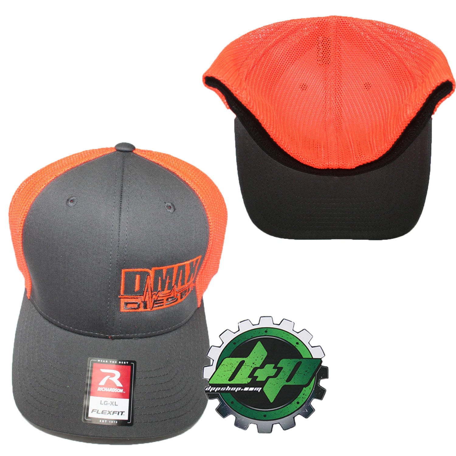 Duramax Diesel Truck Hat Flex Fit Grey Orange Mesh Back L/XL