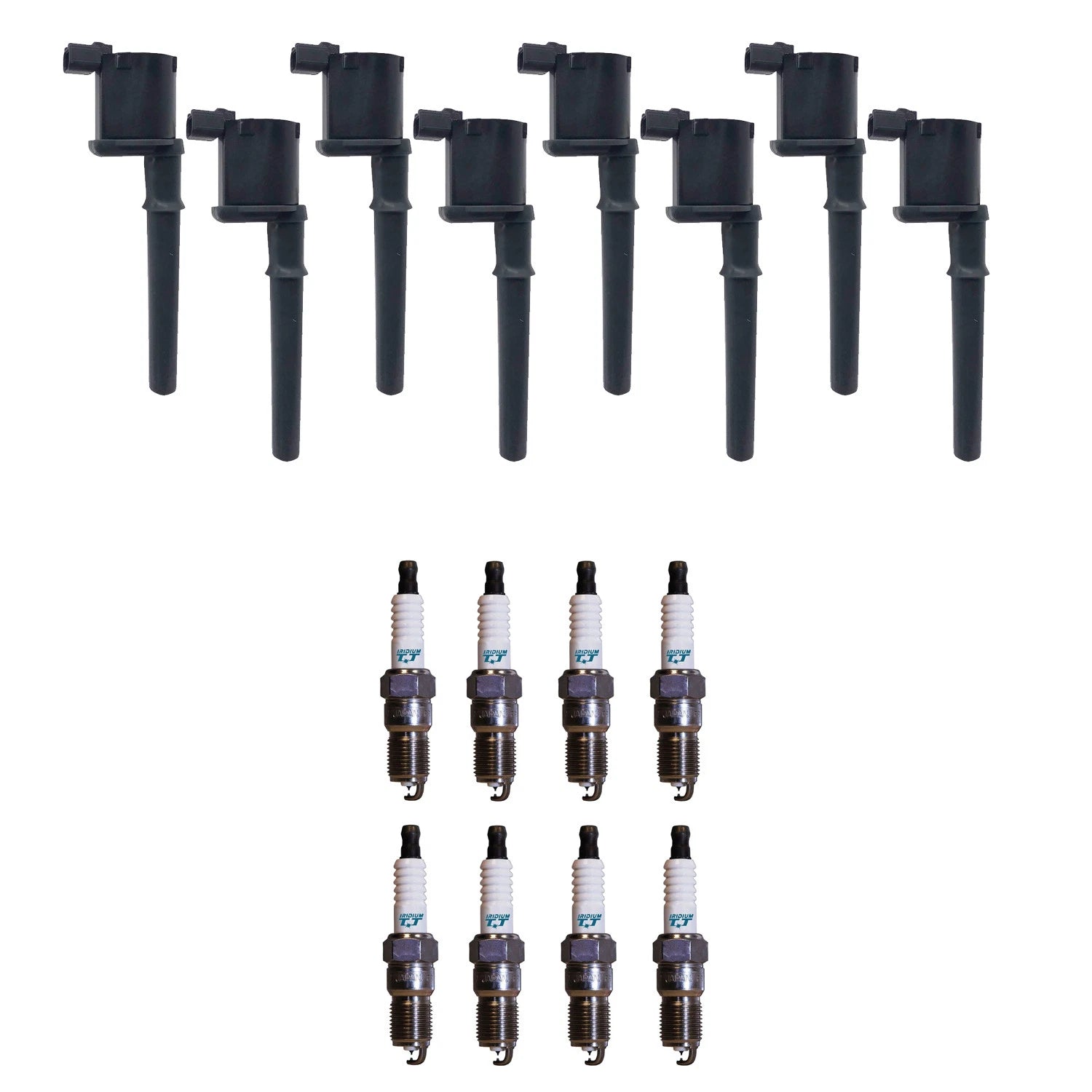 Set of 8 Ignition Coils & Denso Iridium Spark Plugs for Mustang Navigator (V8)