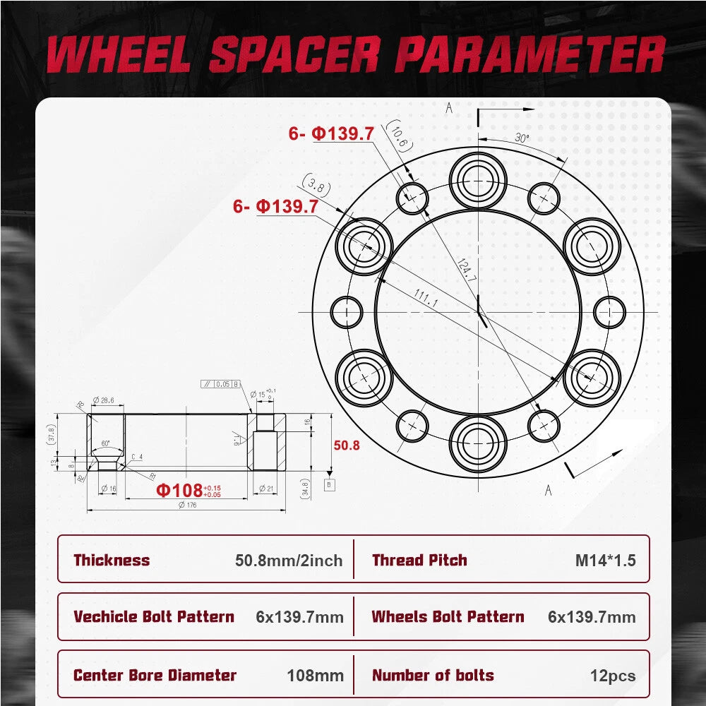 Set of 4 Wheel Spacers 2" 6x5.5 6x139.7 for Chevy Silverado 1500 Suburban