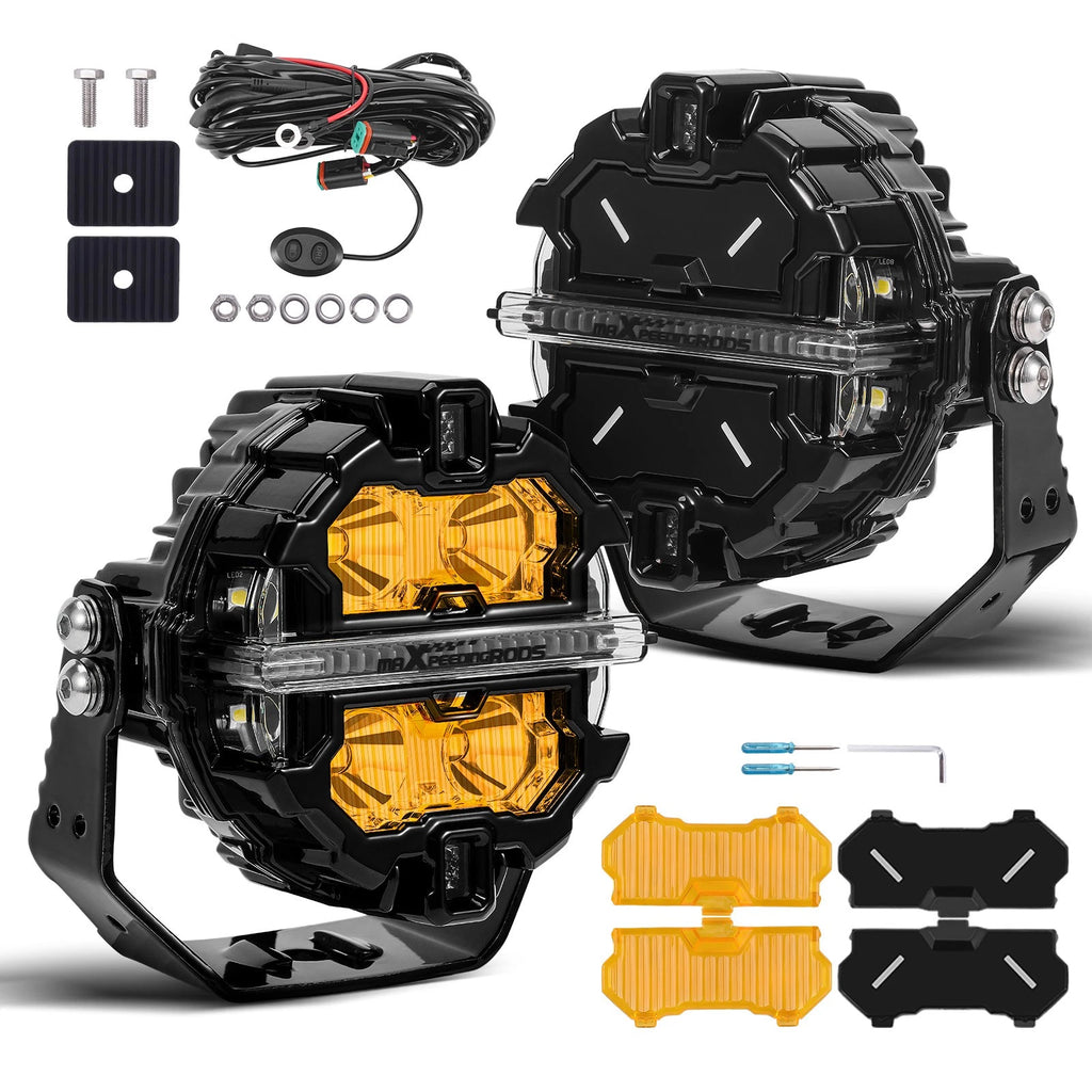 3.5 Inch Round LED Pod Lights Spot Beam with Amber Cover for Off Road (9-32V)
