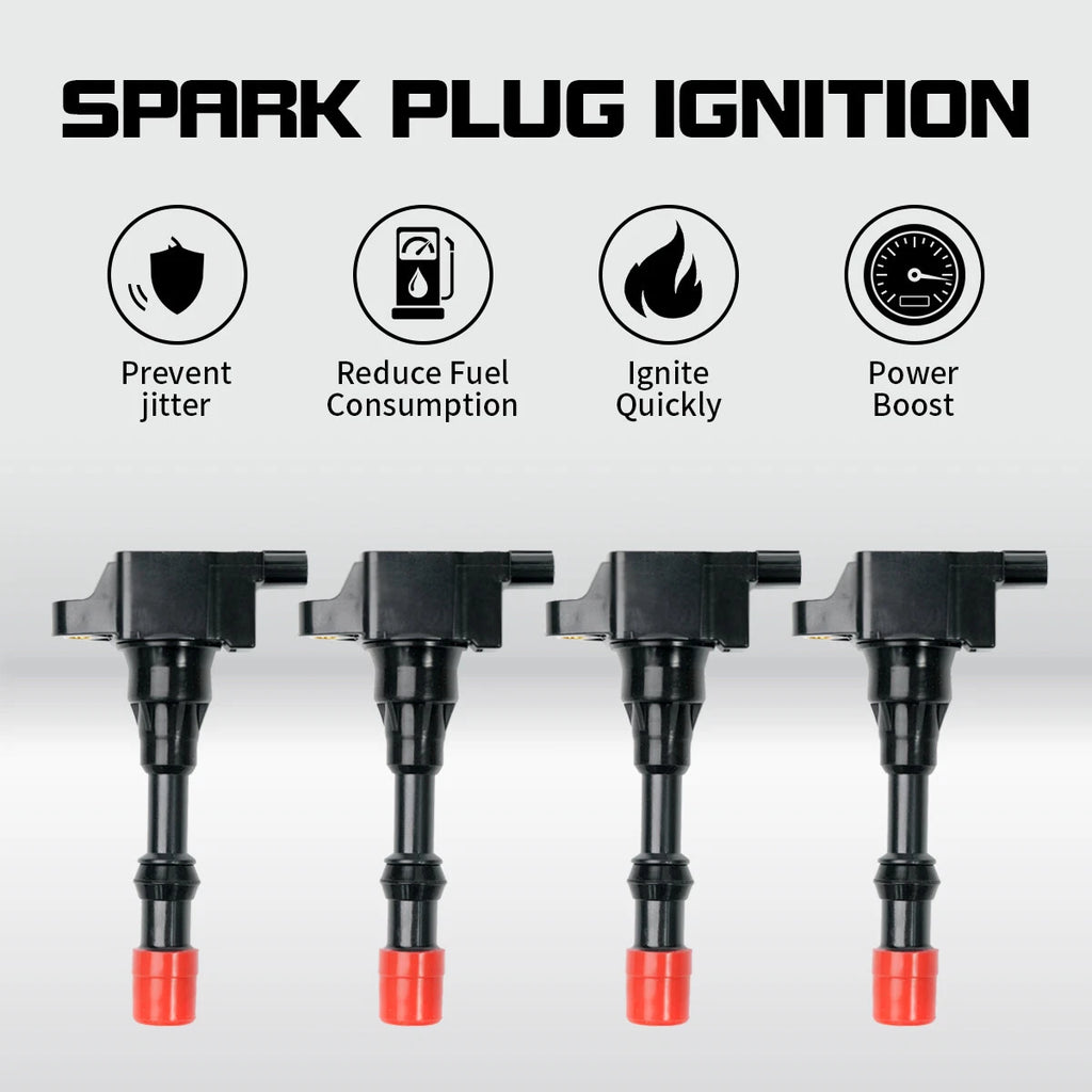 Set of 4 Ignition Coils for Honda Civic Hybrid L4 1.3L (2003–2015) 30520PWA003 30520PWAS01 UF373