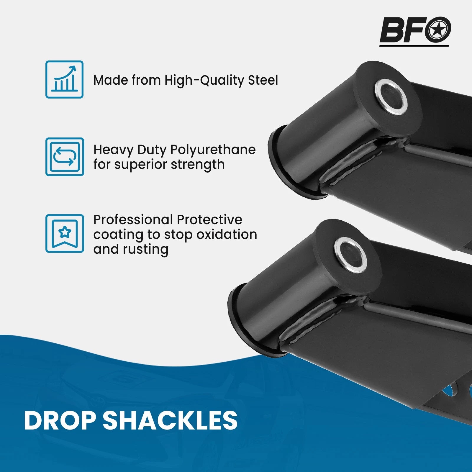 Adjustable 1"-2" Rear Drop Shackles Lowering Kit for Ford F-100 F-150 (1973–1996)