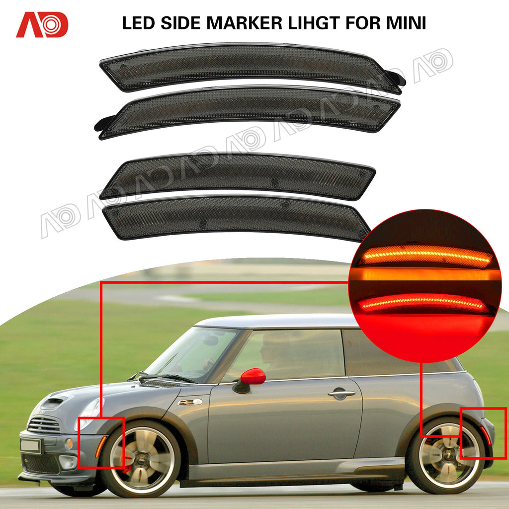 Set of 4 LED Smoked Side Marker Lights for MINI Cooper (R55–R61)
