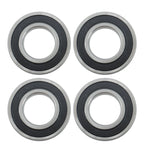 Set of 4 6208-2RS Bearings for (40×80×18mm, Double Rubber Seals)