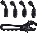 Set of 5 8AN 45 Degree Swivel Hose End Fittings with Adjustable Wrench