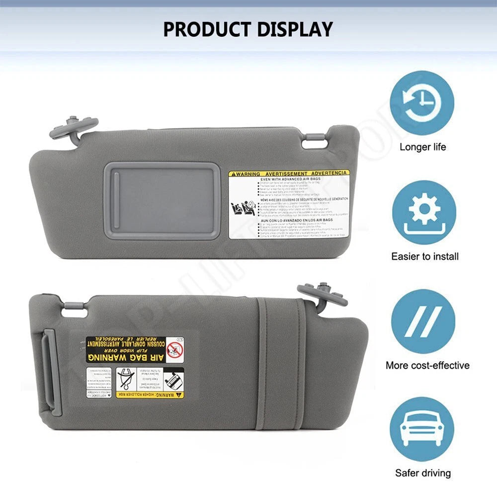 Driver Sun Visor for Toyota Tacoma (2005–2015) with Extension & Mirror
