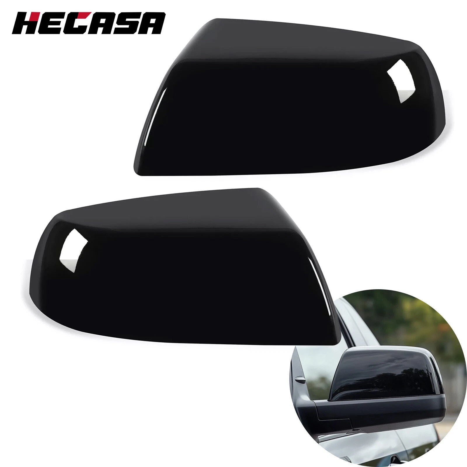Gloss Black Side Mirror Cover Caps for Toyota Tundra Sequoia (2007–2019)