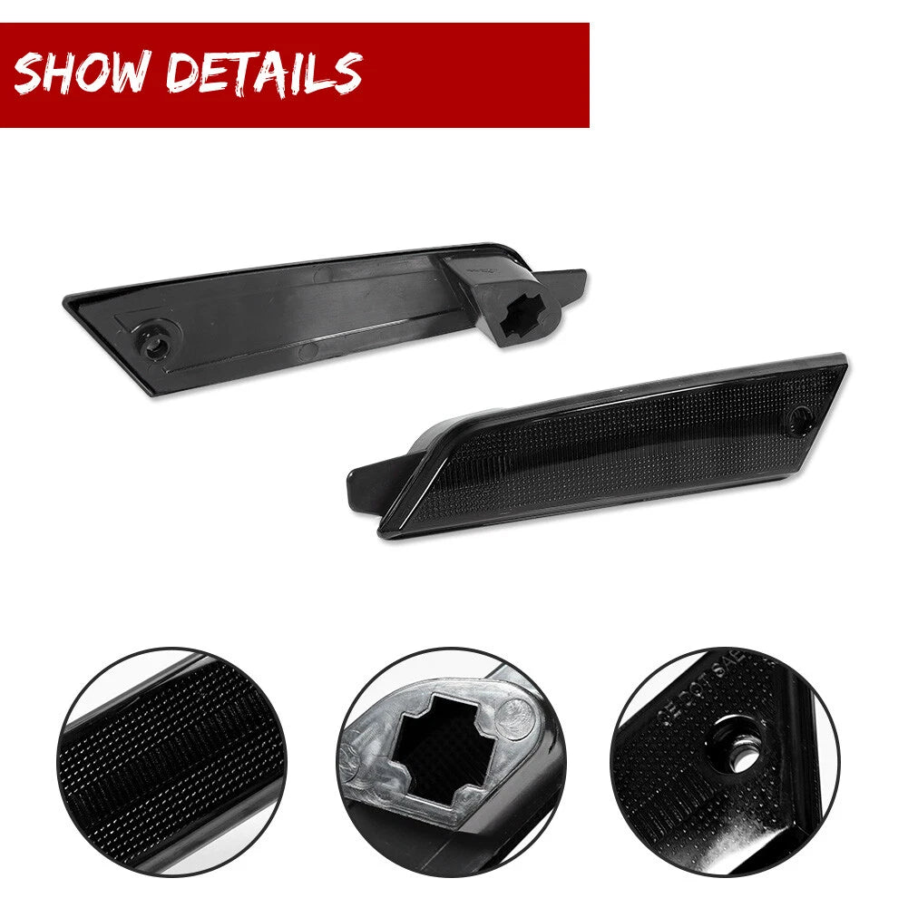 2X Smoke Lens Front Bumper Side Marker Lights for Ford Mustang (1979–1986)