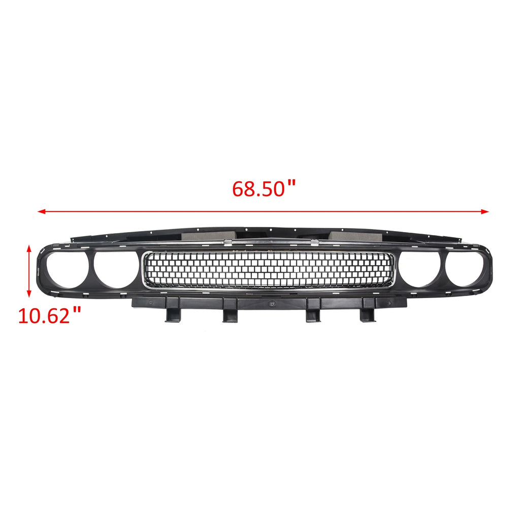 Front Bumper Grille for Dodge Challenger (2008–2014) Black with Chrome Trim