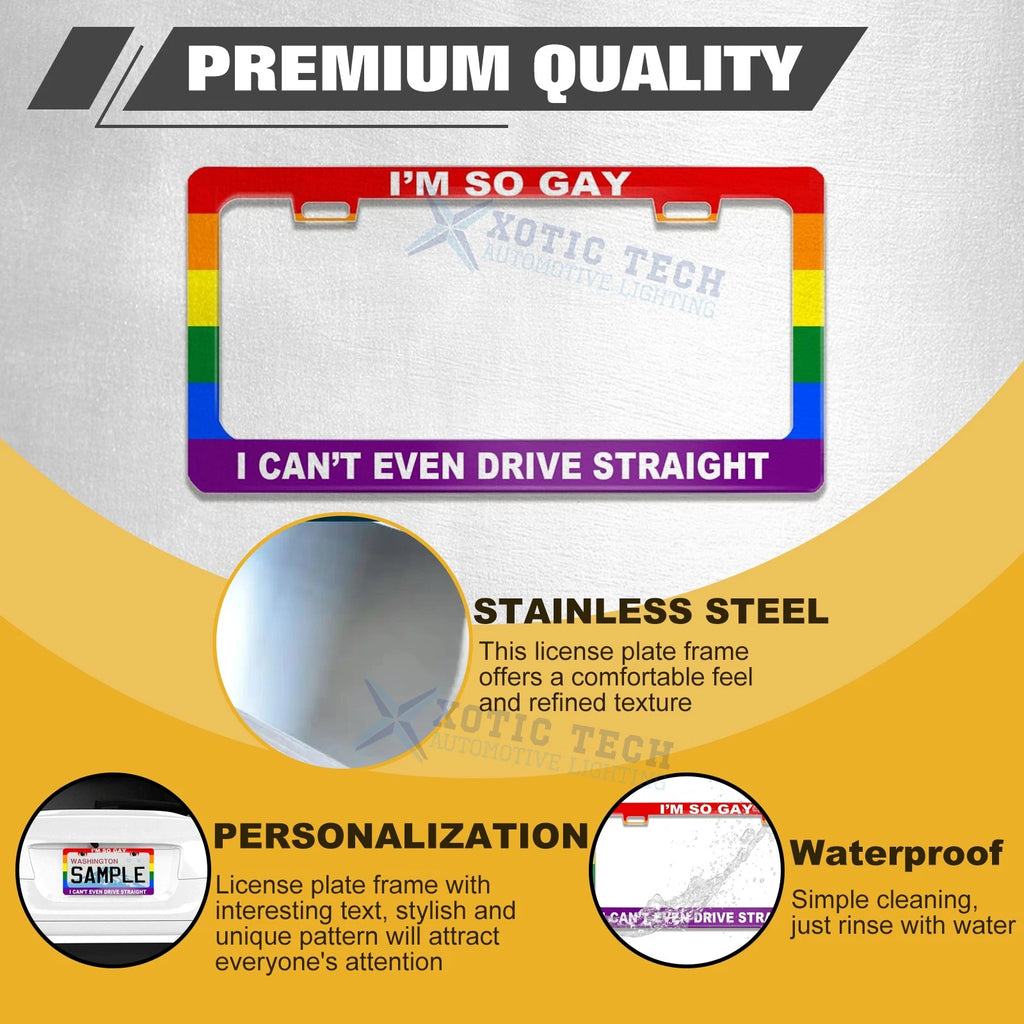 Decorative License Plate Frame Stainless Steel for Universal (2000-2000)