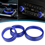 3pcs AC Mode Switch Knob Ring Cover for Nissan Rogue (2021–2022) Blue