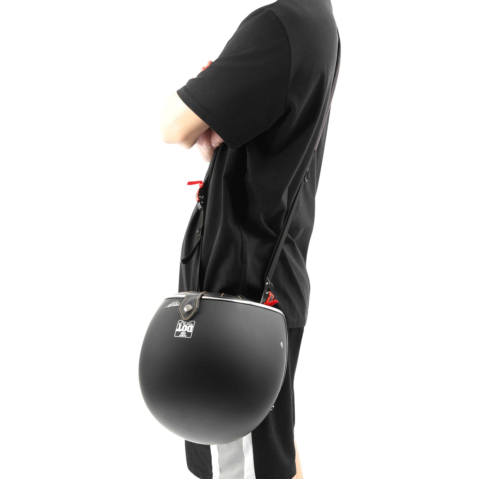 Motorcycle Helmet Carrier Black Strap Hands-Free Polyester Mesh