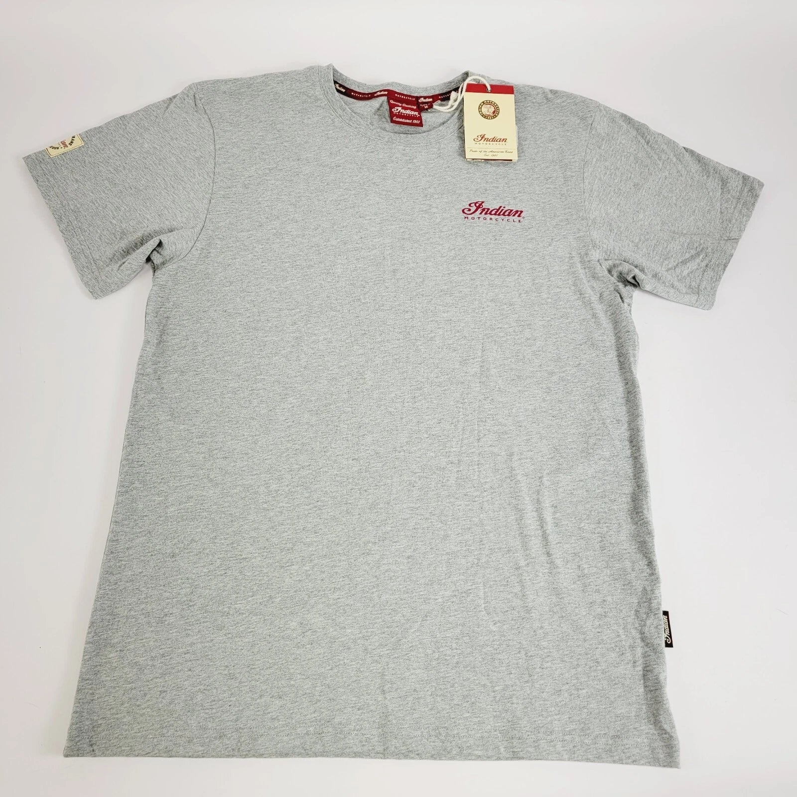 Engine Logo T-Shirt for Indian Motorcycle (Men's, Gray, Size M)