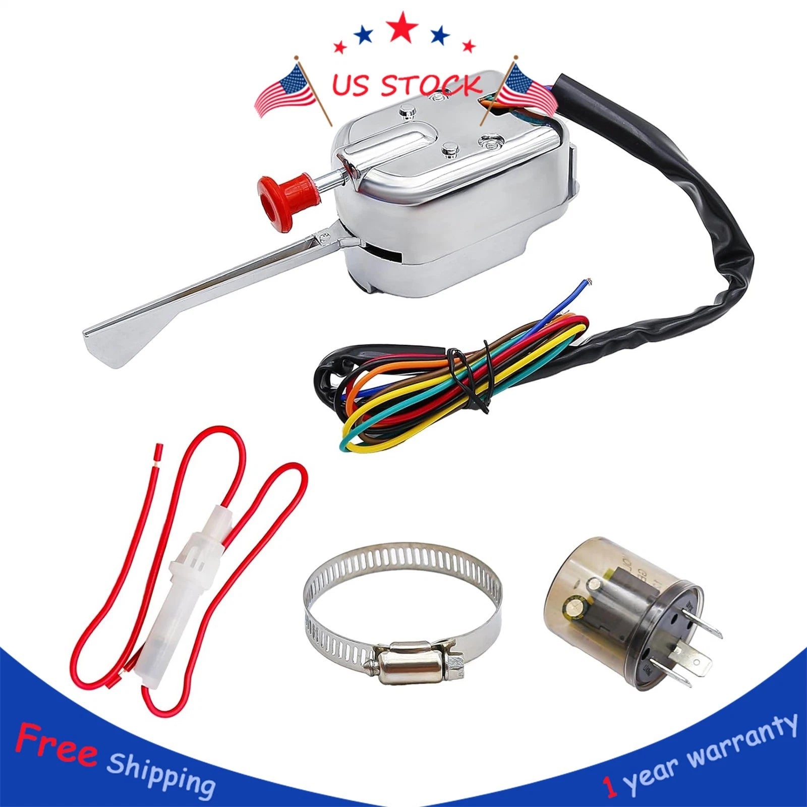 Turn Signal Switch with Flasher Chrome for Ford GM (Universal)