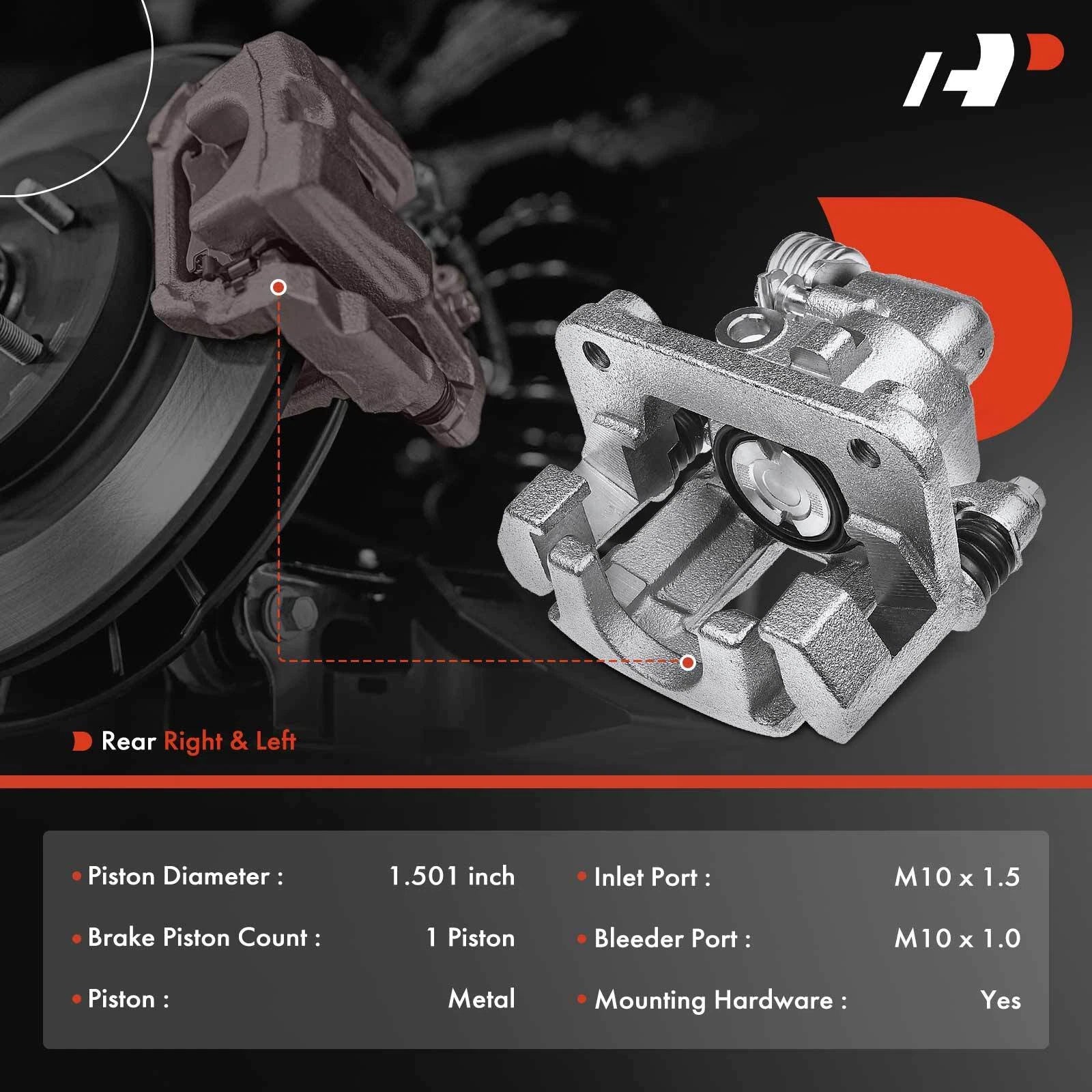 2X Rear Side Brake Calipers with Bracket for Ford Mustang (1994-1998)