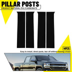 Set of 4 Pillar Post Door Trim Covers for Chevrolet Silverado (2014–2018) Glossy Black