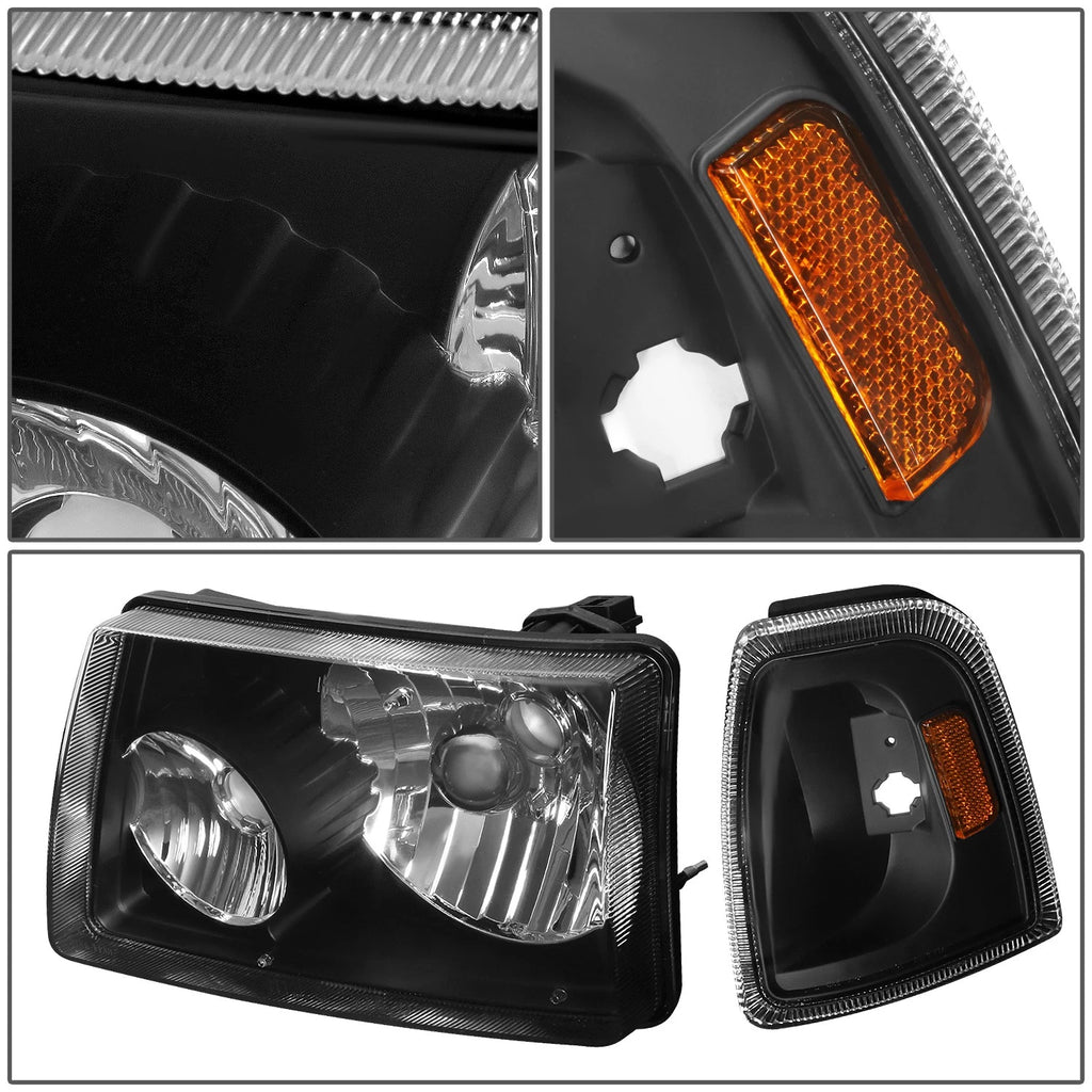 Set of 2 Black Housing Amber Corner Bumper Headlights for Ford Ranger (2001–2011)