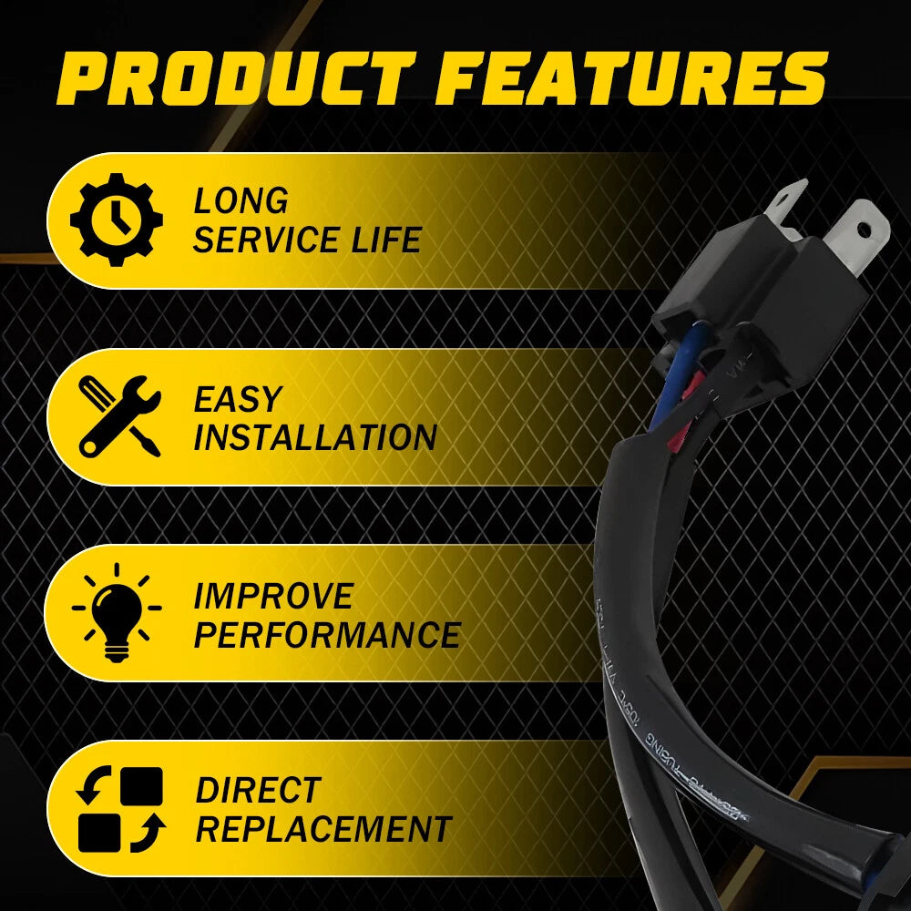 2X Headlight Bulb Adapter Harness for H6054 (Compatible with 9005/9006)