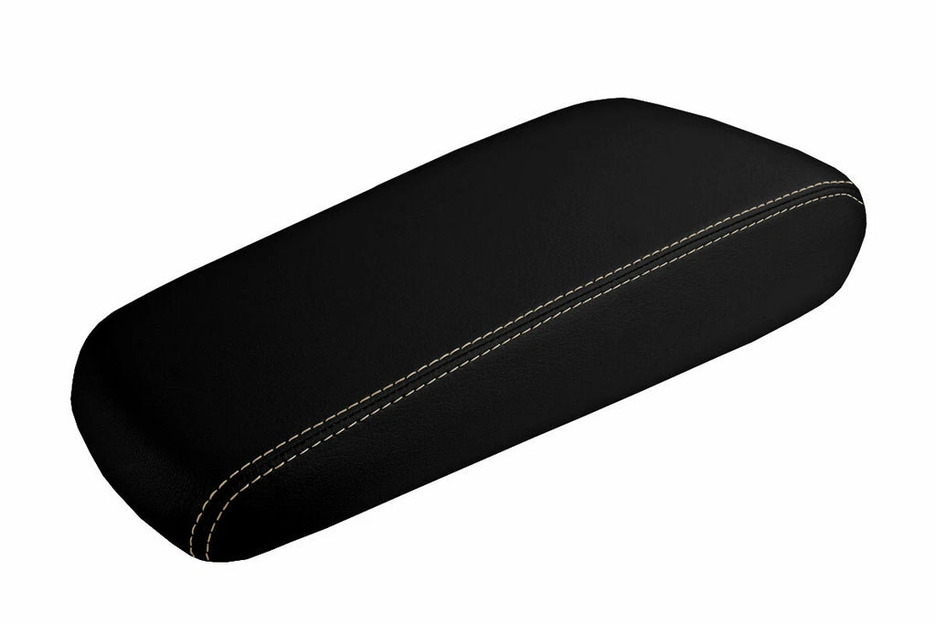 Leather Console Lid Armrest Cover for Dodge Charger (2008–2010) Beige Stitch