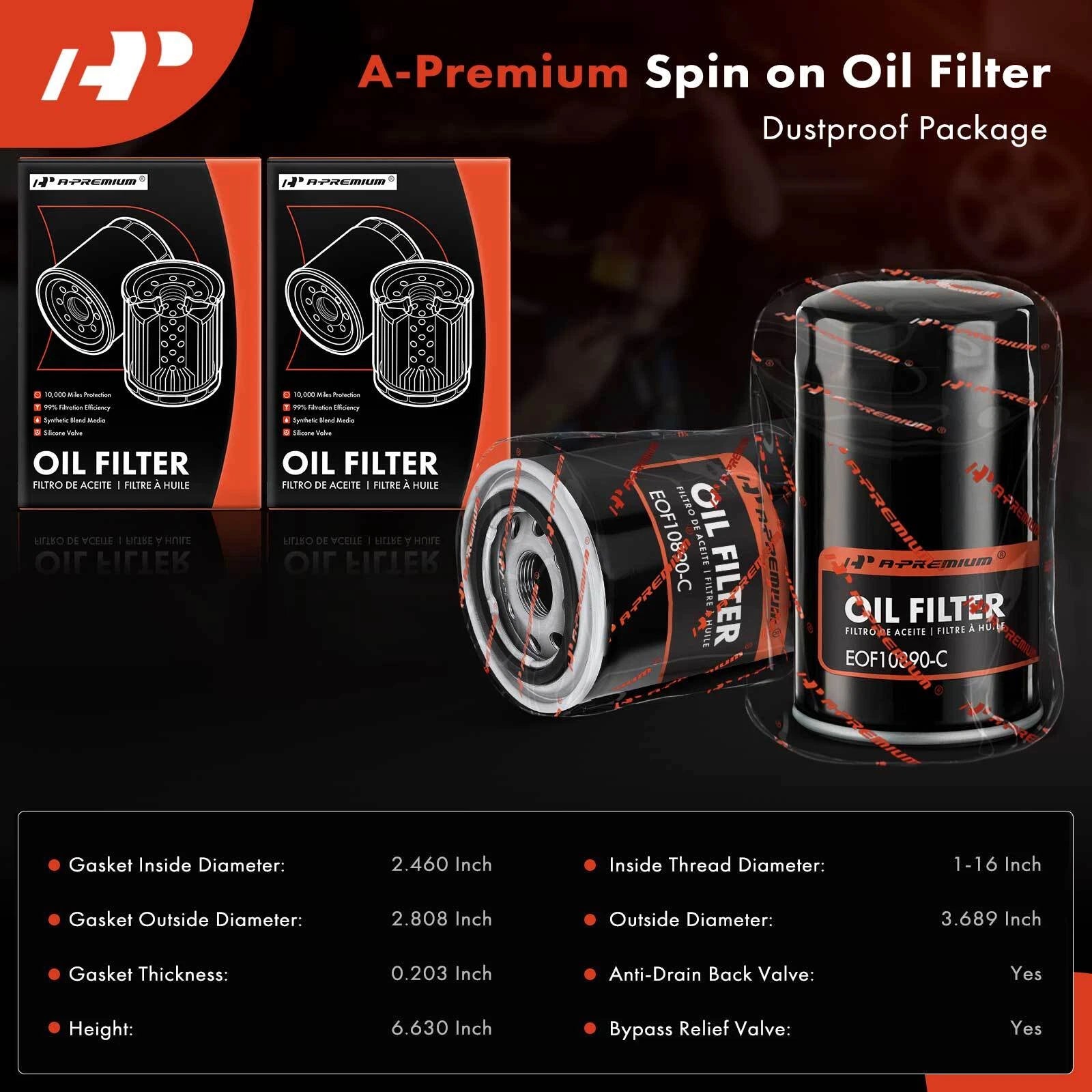 2X Engine Oil Filter for Ford F-250 F-350 F-450 F-550 Super Duty (2011–2023)