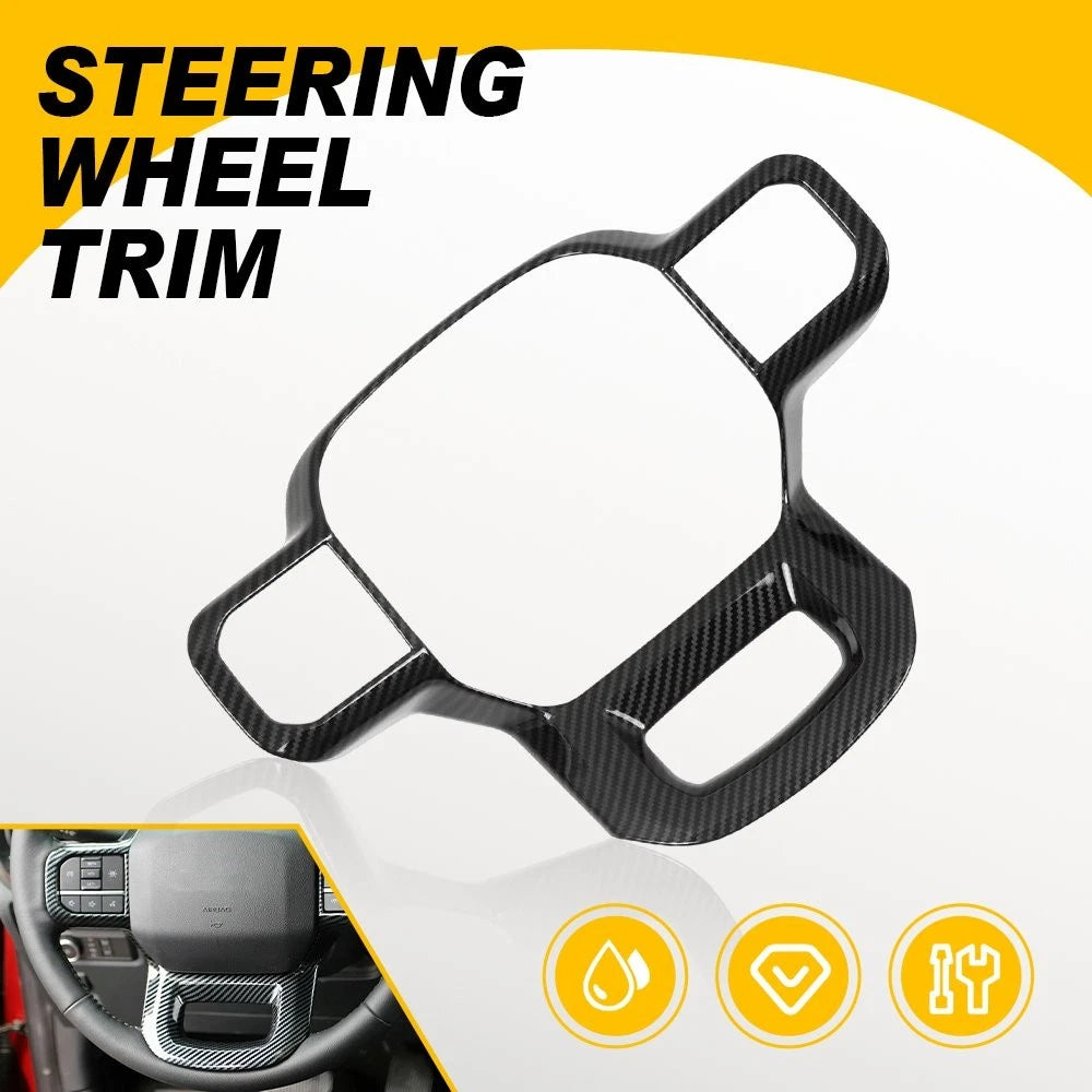 Steering Wheel Decoration Cover Trim for Ford F150 (2021–2025) ABS Carbon Fiber
