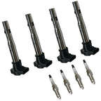 Set of 4 Ignition Coils and Spark Plugs for Audi A3 A4 A5 A6 Q3 Q5 VW Beetle (2006–2020)